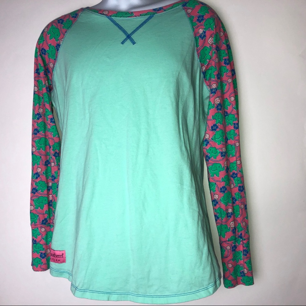 Simply Southern Green Elephants T-Shirt Large